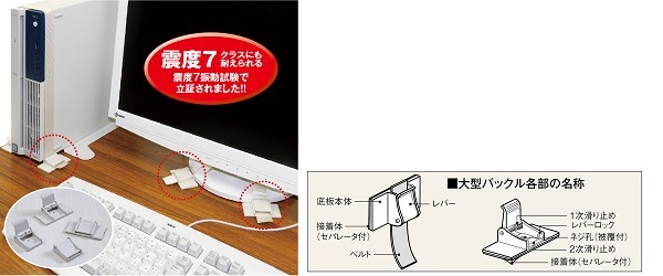 地震対策ストラップ（バックルタイプ）「サンフイック」 - エスケイ工機